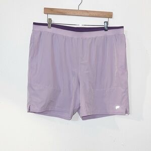 Fabletics fundamental II lined 7” men’s purple active shorts